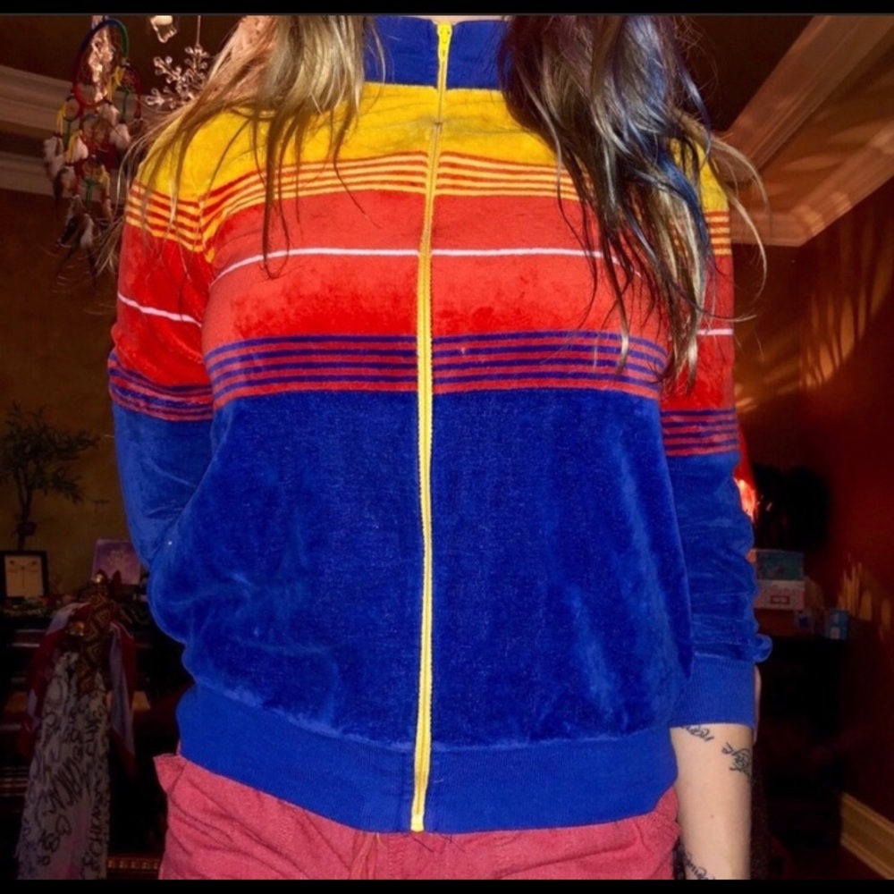 70’s stripped zip up Sweatshirt